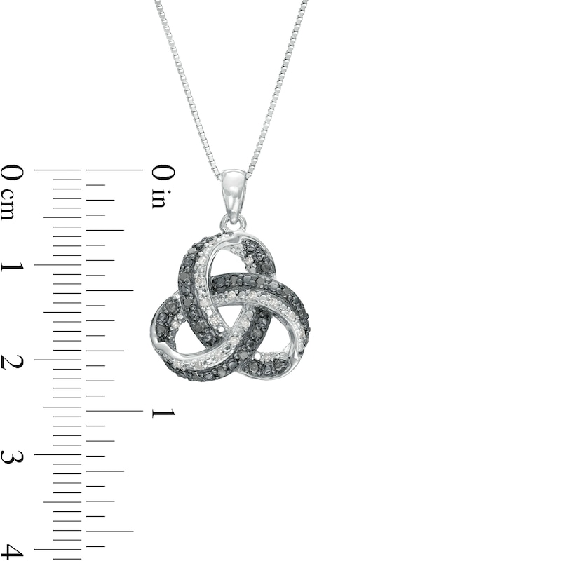 Main Image 3 of 0.24 CT. T.W. Black and White Diamond Beaded Love Knot Pendant in Sterling Silver and Black Rhodium