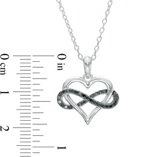 0.145 CT. T.W. Black Diamond Infinity Wrapped Heart Pendant in Sterling Silver