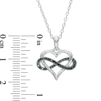 0.145 CT. T.W. Black Diamond Infinity Wrapped Heart Pendant in Sterling Silver