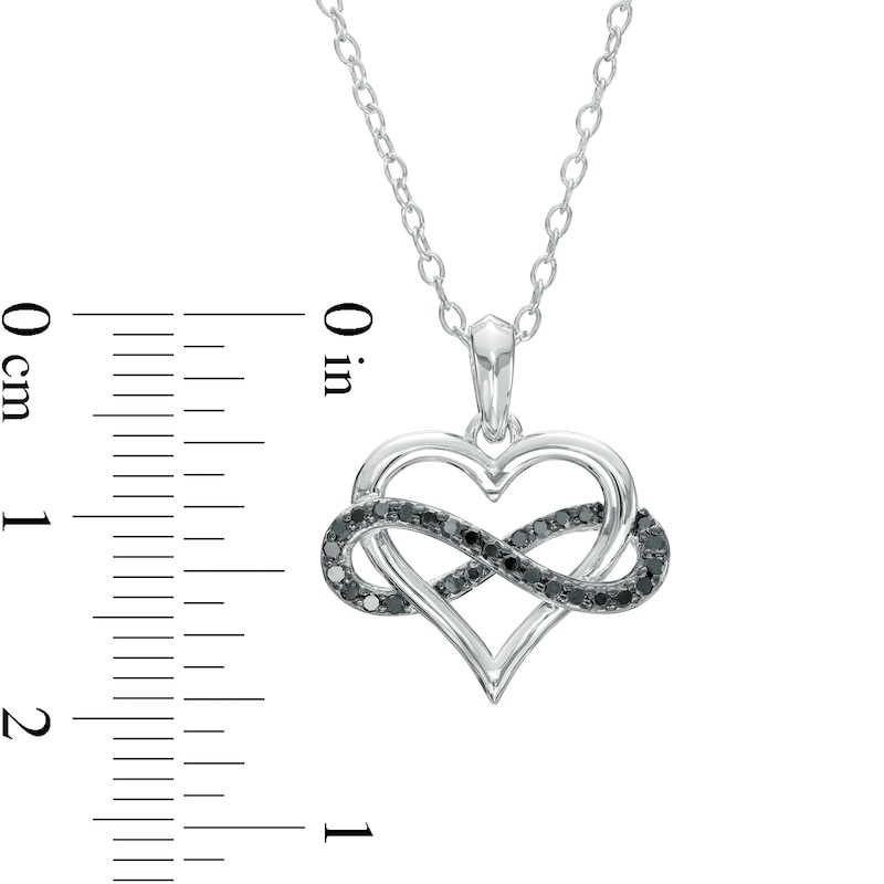 0.145 CT. T.W. Black Diamond Infinity Wrapped Heart Pendant in Sterling Silver