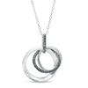 Thumbnail Image 1 of 0.21 CT.T.W. Black Diamond Interlocking Circles Trio Pendant in Sterling Silver