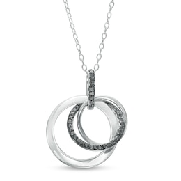 0.21 CT.T.W. Black Diamond Interlocking Circles Trio Pendant in Sterling Silver