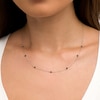0.98 CT. T.W. Black Diamond Faceted Bead-Style Seven Stone Station Necklace in Sterling Silver