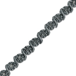0.95 CT. T.W. Black Diamond &quot;S&quot; Link Tennis Bracelet in Sterling Silver with Black Rhodium - 7.25&quot;
