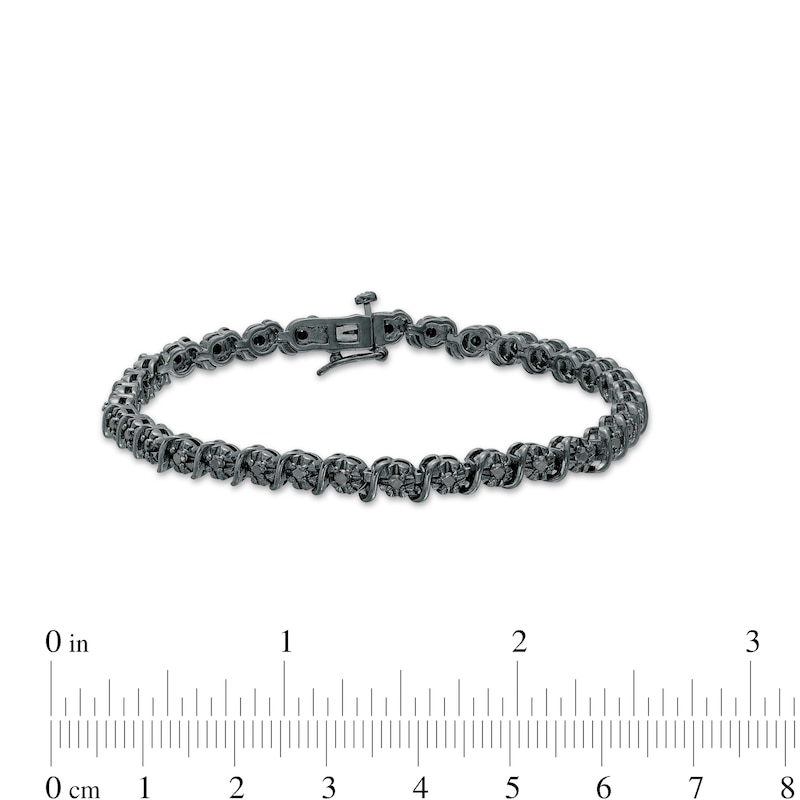 0.95 CT. T.W. Black Diamond "S" Link Tennis Bracelet in Sterling Silver with Black Rhodium - 7.25"