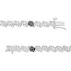 Thumbnail Image 2 of 0.95 CT. T.W. Black and White Diamond Five Stone Station "S" Link Tennis Bracelet in Sterling Silver - 7.25"