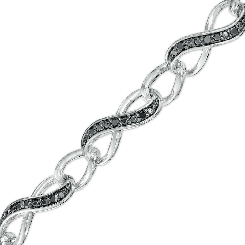 Main Image 1 of 0.23 CT. T.W. Black Diamond Infinity Chain Link Bracelet in Sterling Silver