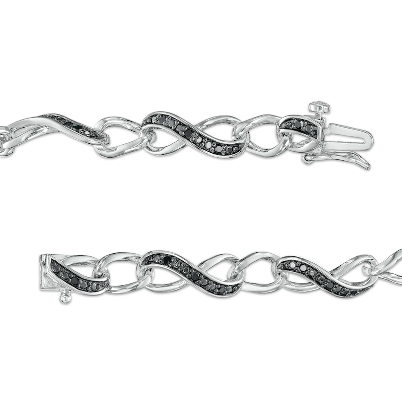 Main Image 3 of 0.23 CT. T.W. Black Diamond Infinity Chain Link Bracelet in Sterling Silver