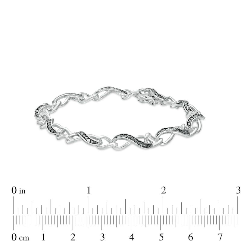 Main Image 4 of 0.23 CT. T.W. Black Diamond Infinity Chain Link Bracelet in Sterling Silver