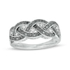 Thumbnail Image 1 of 0.16 CT. T.W. Black and White Diamond Beaded Loose Braid Vintage-Style Ring in Sterling Silver and Black Rhodium