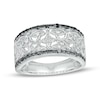 Thumbnail Image 1 of 0.145 CT. T.W. Black and White Diamond Beaded Four-Point Star Pattern Band in Sterling Silver and Black Rhodium