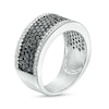Thumbnail Image 2 of 1.00 CT. T.W. Black and White Diamond Border Multi-Row Band in Sterling Silver