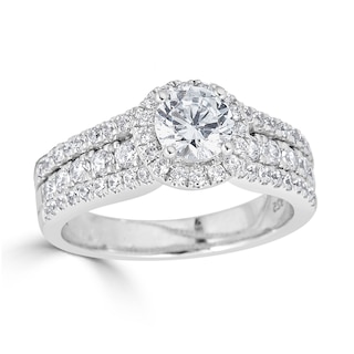 1.52 CT. T.W. Diamond Frame Triple Row Engagement Ring in 14K White Gold