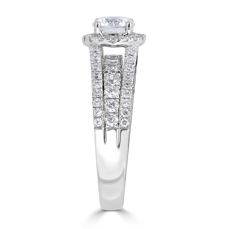 1.52 CT. T.W. Diamond Frame Triple Row Engagement Ring in 14K White Gold
