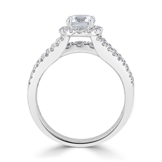 1.52 CT. T.W. Diamond Frame Triple Row Engagement Ring in 14K White Gold