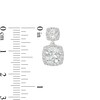 Thumbnail Image 3 of Cushion-Cut White Lab-Created Sapphire Frame Double Drop Earrings in Sterling Silver