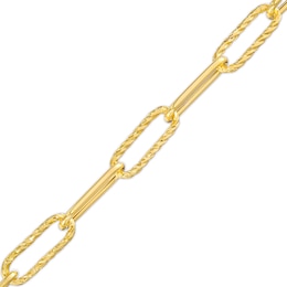 1.0mm Paper Clip Link Chain with Heart Bracelet in Hollow 14K Gold – 7.25"