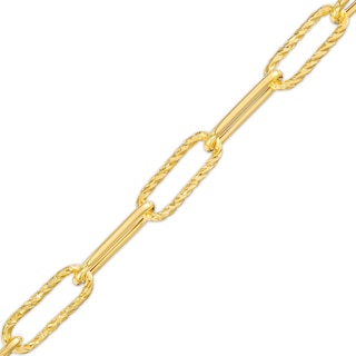 1.0mm Paper Clip Link Chain with Heart Bracelet in Hollow 14K Gold – 7.25"