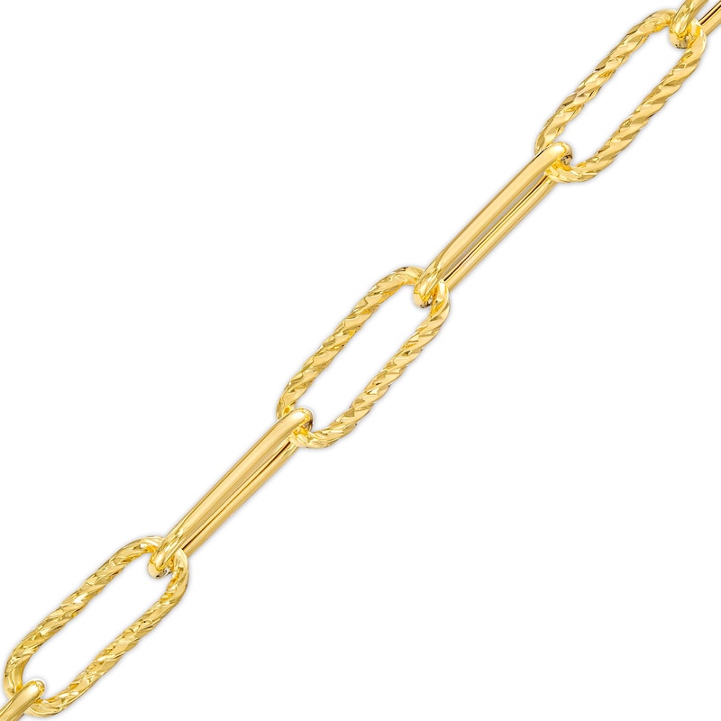1.0mm Paper Clip Link Chain with Heart Bracelet in Hollow 14K Gold – 7.25"