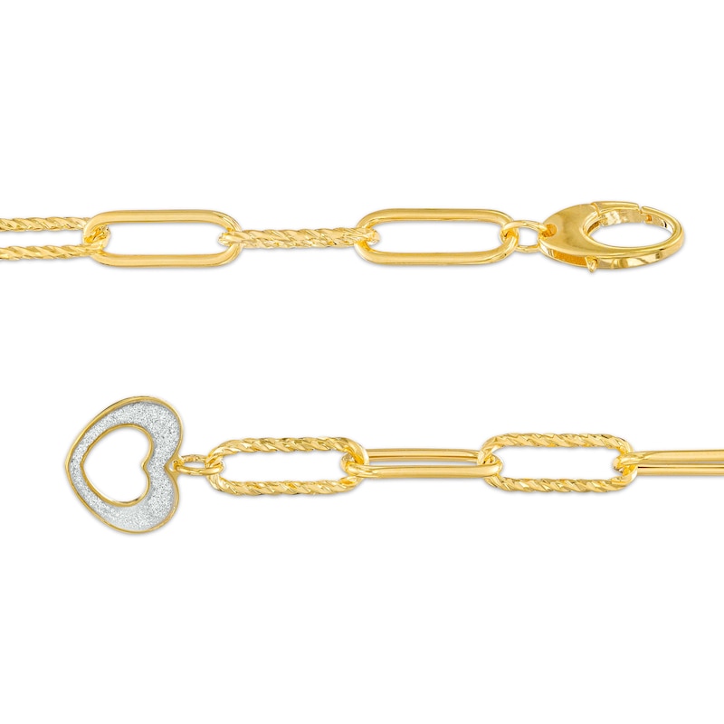 Main Image 3 of 1.0mm Paper Clip Link Chain with Heart Bracelet in Hollow 14K Gold – 7.25"