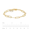 Thumbnail Image 4 of 1.0mm Paper Clip Link Chain with Heart Bracelet in Hollow 14K Gold – 7.25"