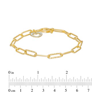 1.0mm Paper Clip Link Chain with Heart Bracelet in Hollow 14K Gold – 7.25"