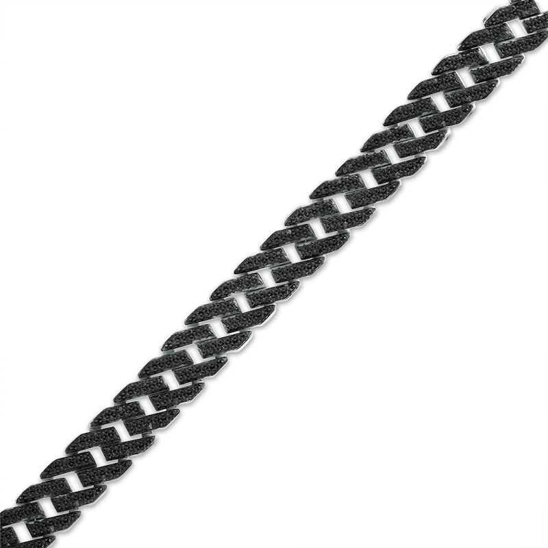 Luxurman Men's Black Diamond Cuban Link Bracelet in Sterling