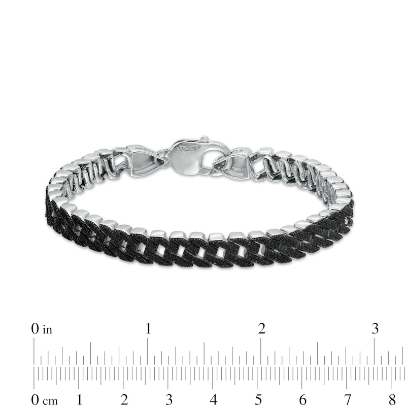 Men's 0.25 CT. T.W. Black Diamond Cuban Curb Chain Bracelet in Sterling Silver – 8.5"