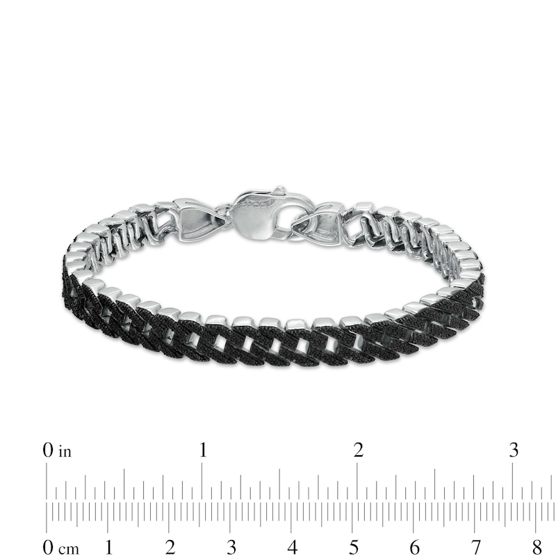 1/2 ct tw Round Sterling Silver Cuban Link Bracelet