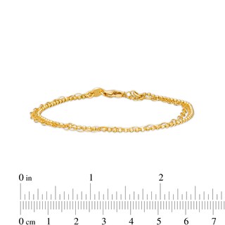 Cable, Bead and Link Mix Chain Triple Strand Bracelet in 18K Gold – 7.5"