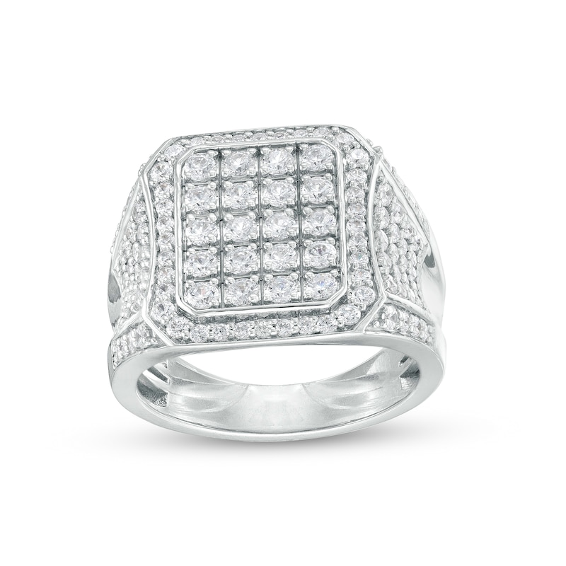 Men's 1.95 CT. T.W. Octagon-Shaped Multi-Diamond Concave Frame Ring in 10K White Gold