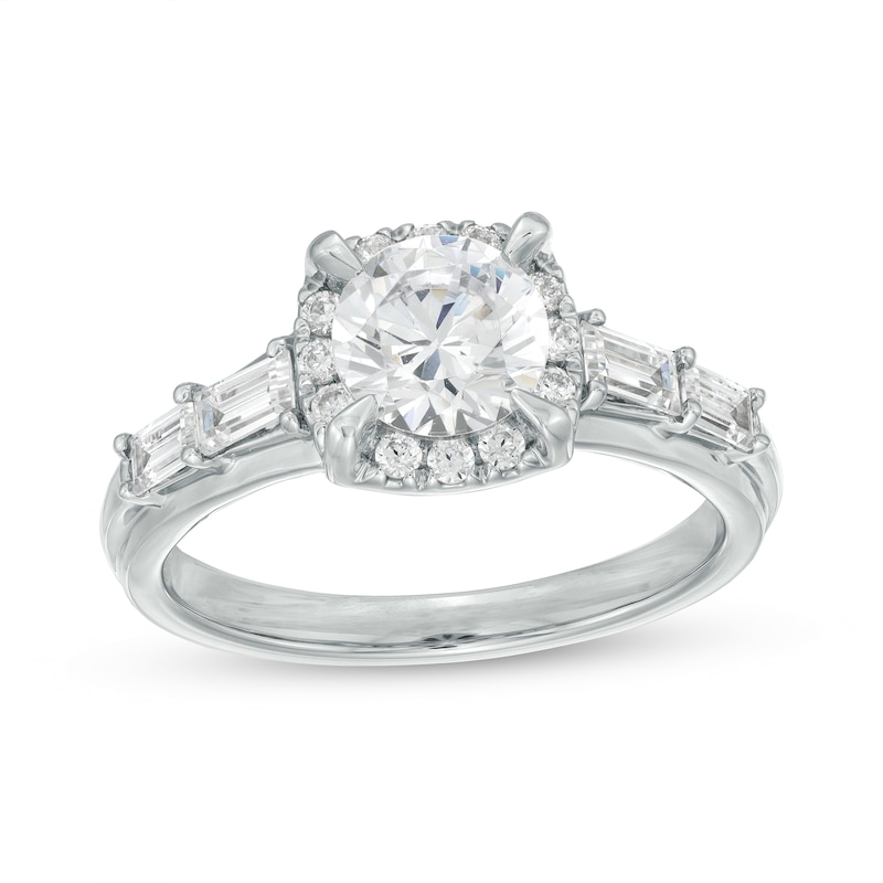 1.50 CT. T.W. Certified Lab-Created Diamond Frame Engagement Ring in 14K White Gold (F/I1)|Peoples Jewellers