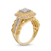 Thumbnail Image 2 of 1.00 CT. T.W. Princess-Cut Multi-Diamond Double Frame Vintage-Style Engagement Ring in 10K Gold