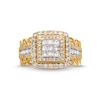 Thumbnail Image 3 of 1.00 CT. T.W. Princess-Cut Multi-Diamond Double Frame Vintage-Style Engagement Ring in 10K Gold