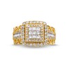 Thumbnail Image 3 of 1.00 CT. T.W. Princess-Cut Multi-Diamond Double Frame Vintage-Style Engagement Ring in 10K Gold