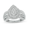 Thumbnail Image 0 of 0.50 CT. T.W. Pear-Shaped Multi-Diamond Double Frame Vintage-Style Engagement Ring in 10K White Gold