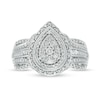 Thumbnail Image 3 of 0.50 CT. T.W. Pear-Shaped Multi-Diamond Double Frame Vintage-Style Engagement Ring in 10K White Gold