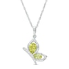 Thumbnail Image 0 of Pear-Shaped Peridot and White Lab-Created Sapphire Butterfly Outline Silhouette Pendant in Sterling Silver