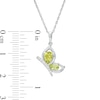Thumbnail Image 2 of Pear-Shaped Peridot and White Lab-Created Sapphire Butterfly Outline Silhouette Pendant in Sterling Silver