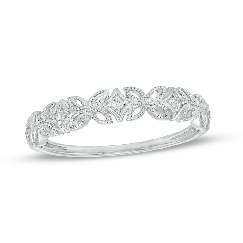 14K White Gold Diamond Braided Wedding Band Ring 0.25 CTW Natural Round Cut