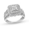 Thumbnail Image 0 of 1.00 CT. T.W. Princess-Cut Multi-Diamond Double Frame Vintage-Style Engagement Ring in 10K White Gold