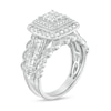 Thumbnail Image 2 of 1.00 CT. T.W. Princess-Cut Multi-Diamond Double Frame Vintage-Style Engagement Ring in 10K White Gold