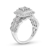 Thumbnail Image 2 of 1.00 CT. T.W. Princess-Cut Multi-Diamond Double Frame Vintage-Style Engagement Ring in 10K White Gold