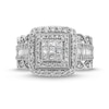 Thumbnail Image 3 of 1.00 CT. T.W. Princess-Cut Multi-Diamond Double Frame Vintage-Style Engagement Ring in 10K White Gold