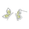 Thumbnail Image 1 of Pear-Shaped Peridot and White Lab-Created Sapphire Butterfly Outline Silhouette Stud Earrings in Sterling Silver