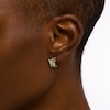 Thumbnail Image 2 of Pear-Shaped Peridot and White Lab-Created Sapphire Butterfly Outline Silhouette Stud Earrings in Sterling Silver