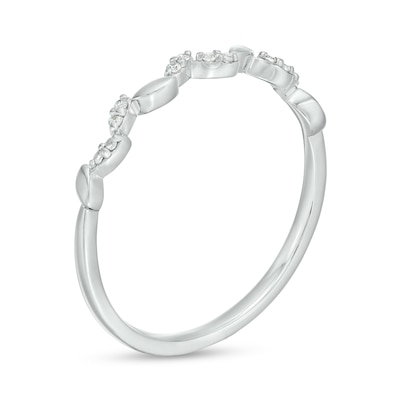 Diamond Accent Beaded Leafy Vine Anniversary Band in 10K Gold