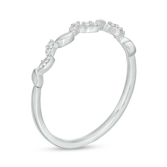Diamond Accent Beaded Leafy Vine Anniversary Band in 10K Gold