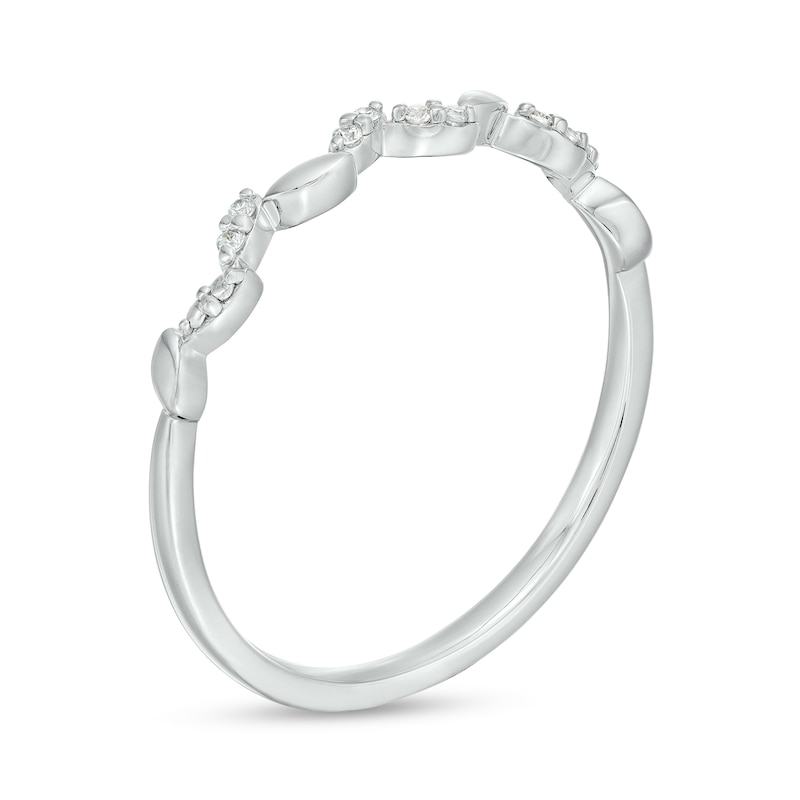 Diamond Accent Beaded Leafy Vine Anniversary Band in 10K White Gold