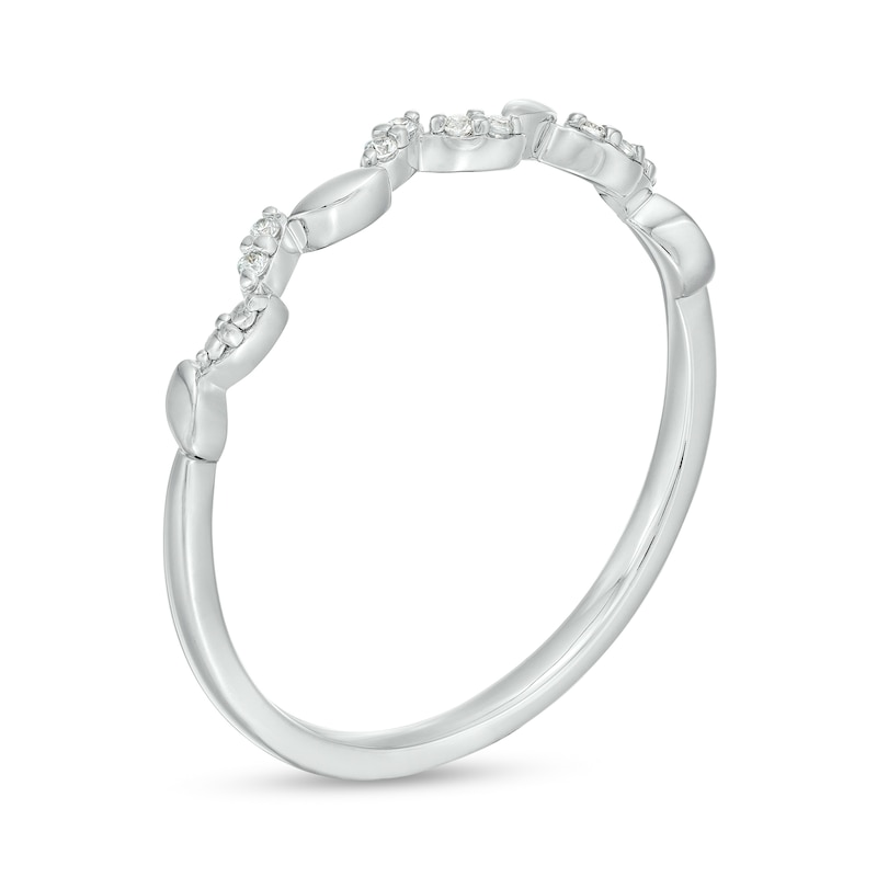 Diamond Accent Beaded Leafy Vine Anniversary Band in 10K Gold